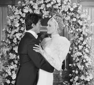 Sylvester Stallone and Brigitte Nielsen are photographed here immediately following their wedding ceremony at the home of Rocky producer, Irwin Winkler.