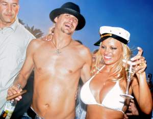 Pamela Anderson and Kid Rock  the day of their wedding, on Pampelone's beach in Saint-Tropez, Southern France, 29 July 2006.